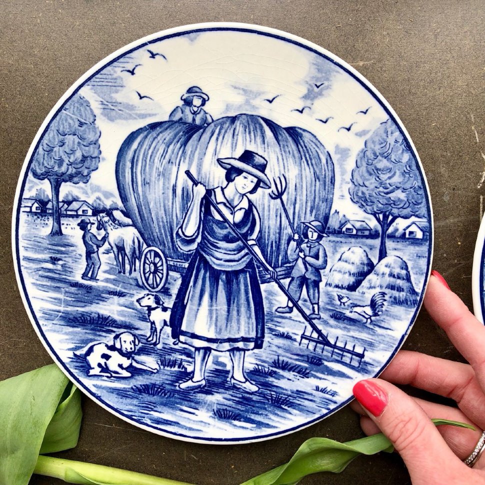 Тарелка синий Delft 4 сезона Лето