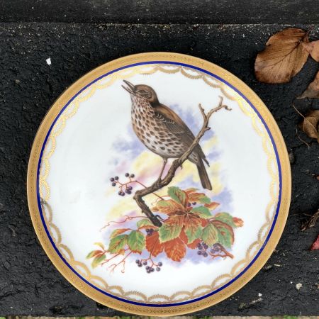 Тарелка винтажная Птицы Veritable Porcelaine Ateliers de la Cigogne, Франция 1950-е г. 