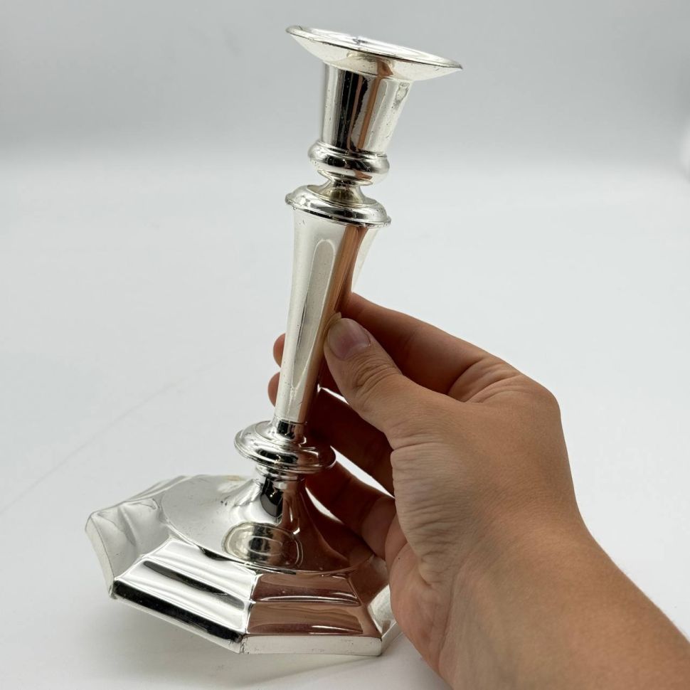 Подсвечник 19 см на одну свечу хромирование