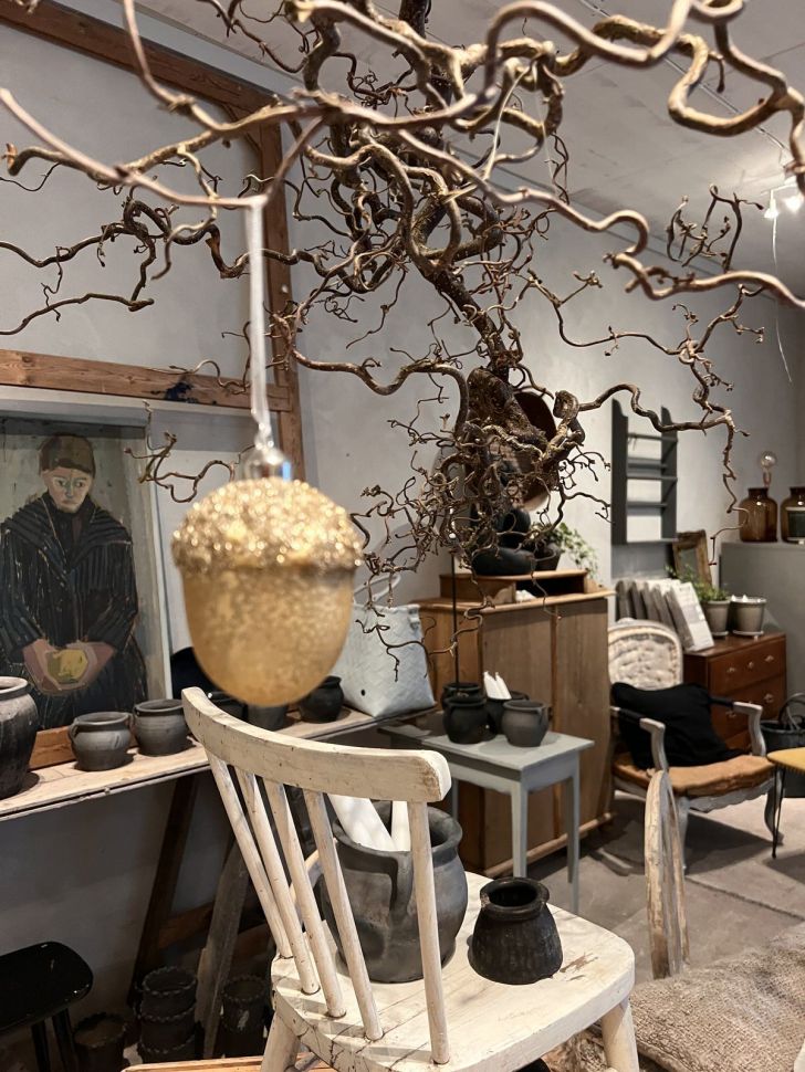 Подвес елочный Желудь 10 см стекло