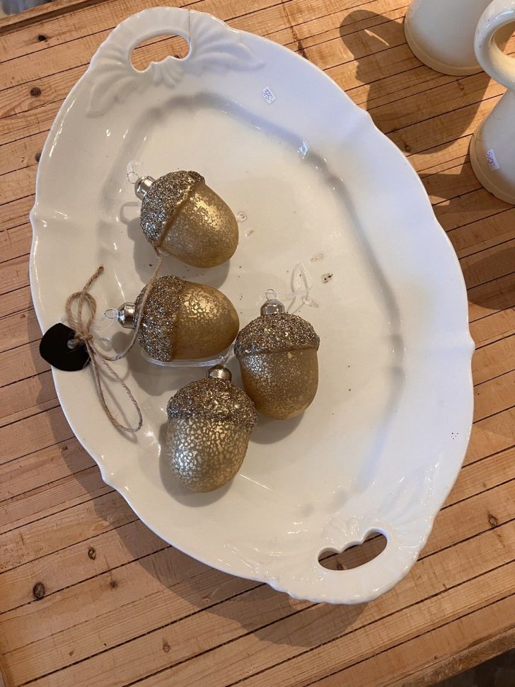 Подвес елочный Желудь 10 см стекло