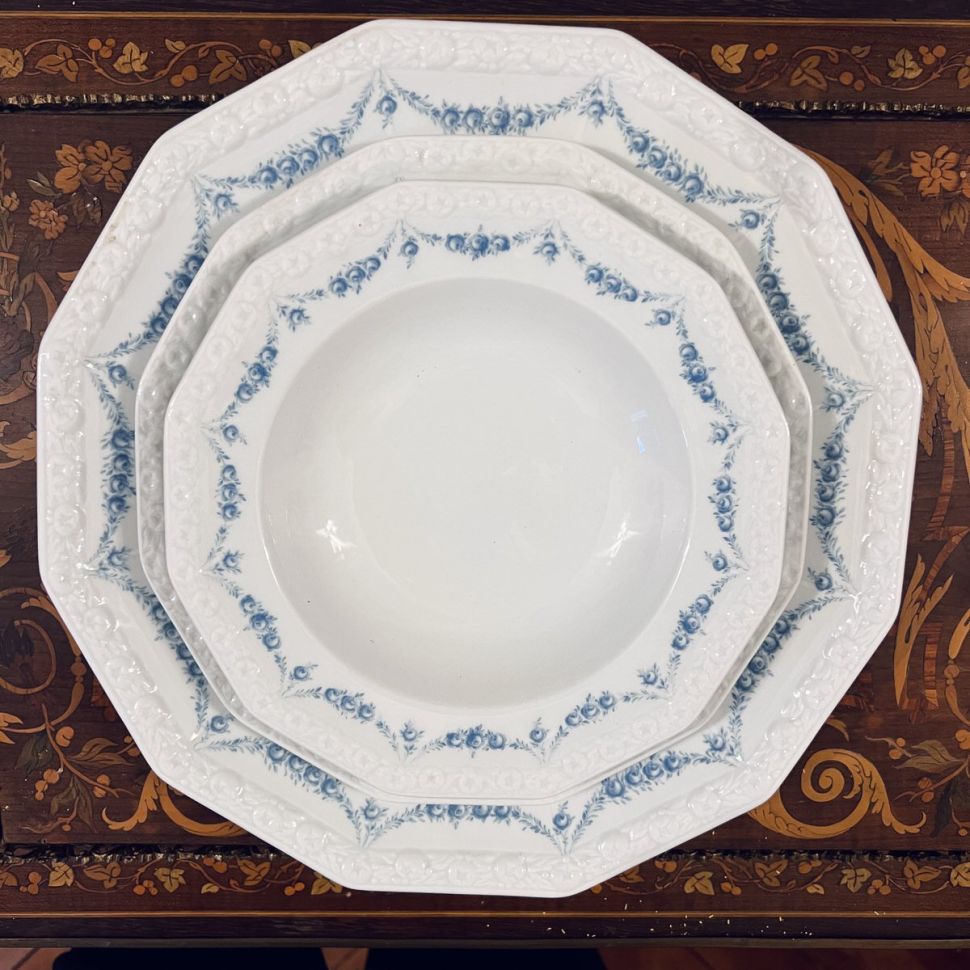 Тарелка глубокая Rosenthal Classic Rose голубые розы 24 см Германия  