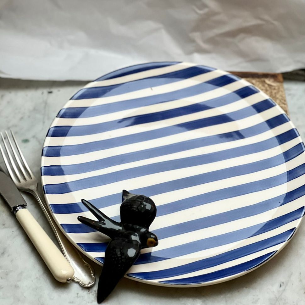 Тарелка Полоска синяя 28 см керамика Португалия  