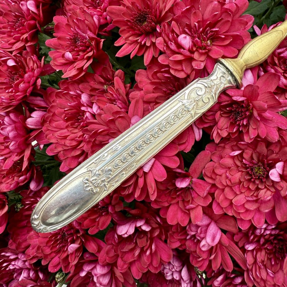 Набор сервировочный для закусок и десерта 4 предмета серебро латунь Франция