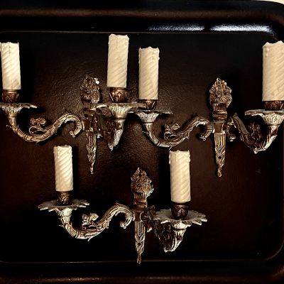 Бра настенное на 2 лампы 24 см бронза Франция  