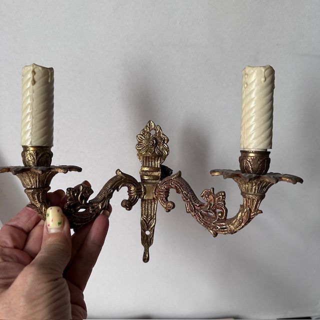 Бра настенное на 2 лампы 24 см бронза Франция