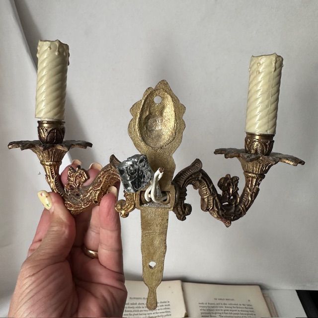 Бра настенное на 2 лампы 24 см бронза Франция