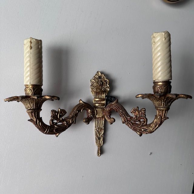 Бра настенное на 2 лампы 24 см бронза Франция