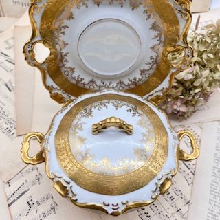 Бульонница с крышкой на блюде DW Karlsbader Wertarbeit 400 мл Германия 