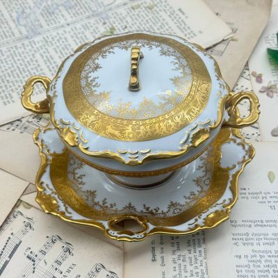 Бульонница с крышкой на блюде DW Karlsbader Wertarbeit 400 мл Германия 