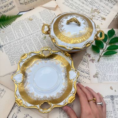 Бульонница с крышкой на блюде DW Karlsbader Wertarbeit 400 мл Германия 