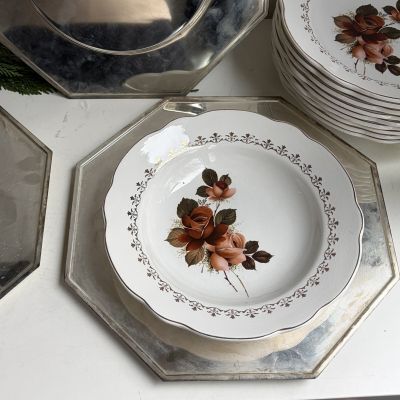 Блюдо поднос подстановочное 33 см серебрение