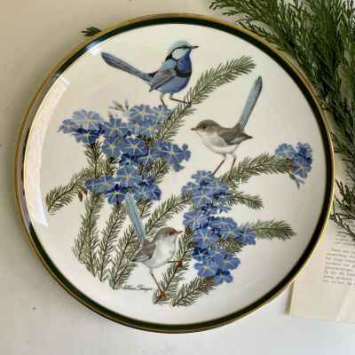 Тарелка Franklin Porcelain Wedgwood Songbirds of the World Turquoise Wren 1977 г 28 см