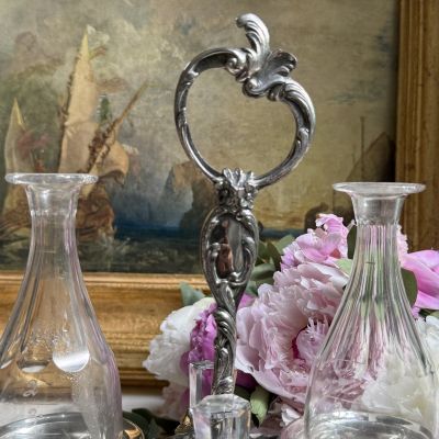Сервировочный набор Круэт Christofle Gallia 26 см серебрение стекло Франция начало XX века