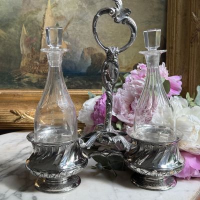 Сервировочный набор Круэт Christofle Gallia 26 см серебрение стекло Франция начало XX века