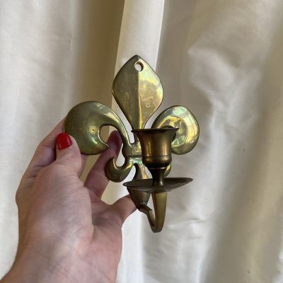 Подсвечник настенный Лилия латунь