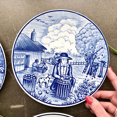 Тарелка, синий Delft 4 сезона Осень 