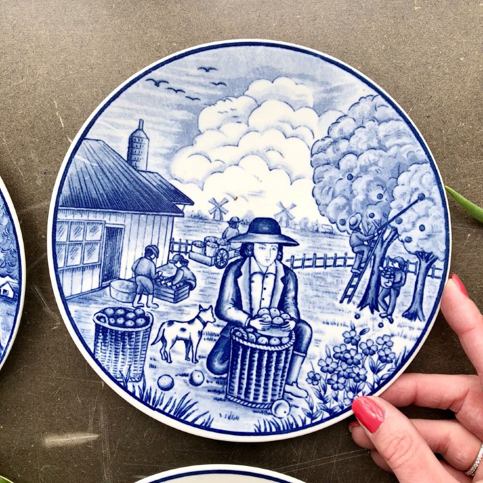 Тарелка, синий Delft 4 сезона Осень 