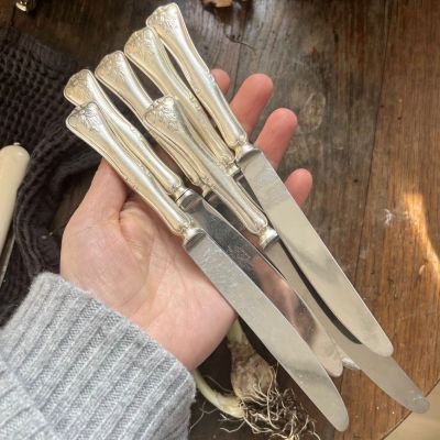 Нож столовый 21 см мельхиор лезвие сталь Швеция