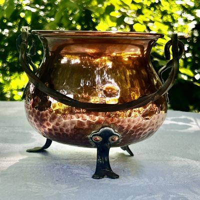 Зольник кашпо на трех ножках 19 см медь 