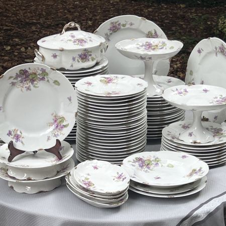 Фруктовница Limoges Фиалка 22 см фарфор 1899 гг. Франция