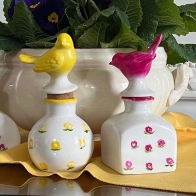 Флакон керамический Розовая птичка 15 см Франция