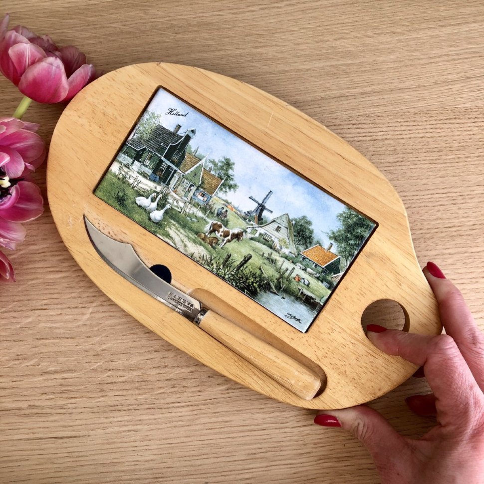 Доска для сыра с плиткой Delft и ножом, Голландия