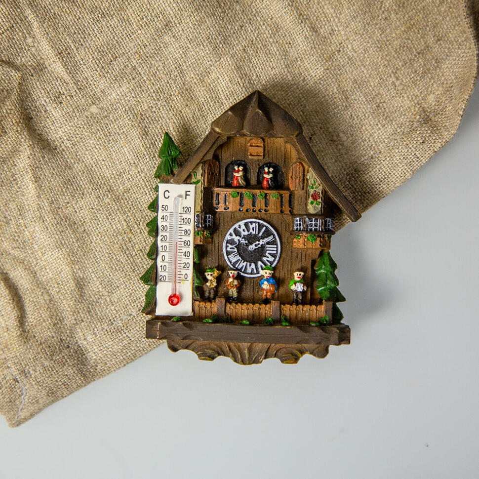 Магнит комнатный термометр 8 см Часы керамика