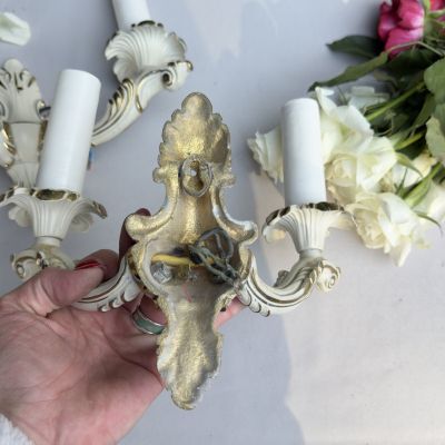 Бра настенное на 2 лампы 23 см латунь Франция