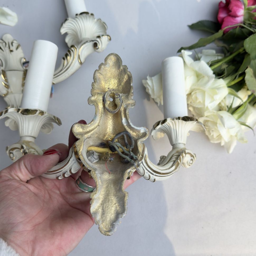 Бра настенное на 2 лампы 23 см латунь Франция