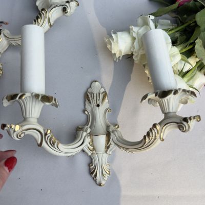 Бра настенное на 2 лампы 23 см латунь Франция