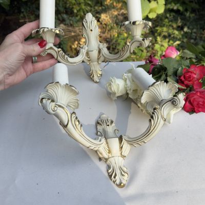 Бра настенное на 2 лампы 23 см латунь Франция