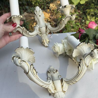 Бра настенное на 2 лампы 23 см латунь Франция