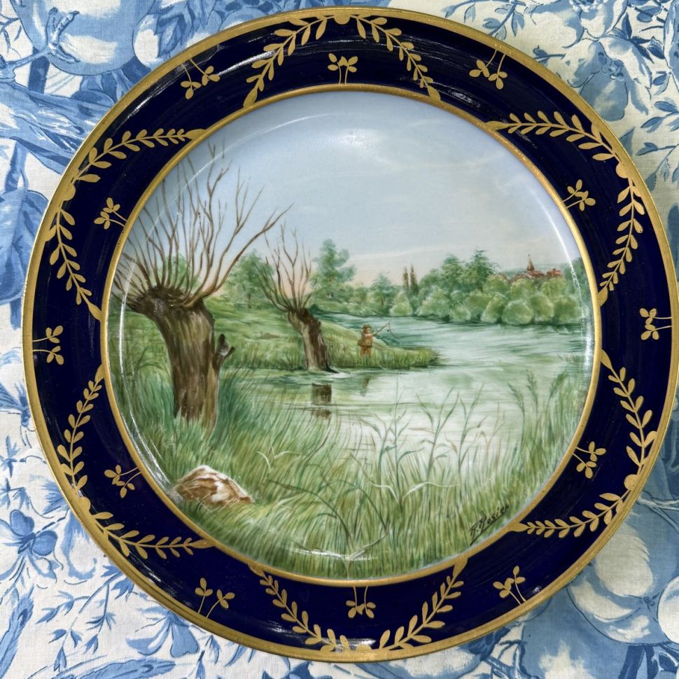 Тарелка Limoges Река 25 см фарфор Франция ручная роспись