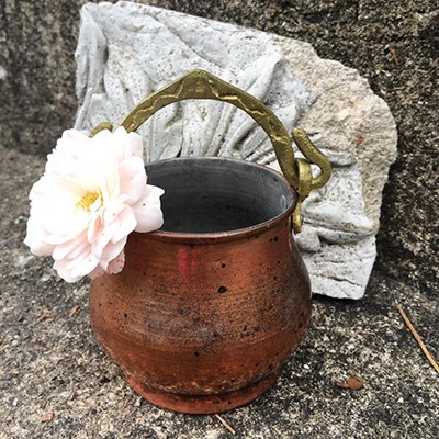 Котелок медь мини с латунной ручкой