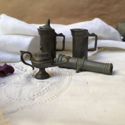 Посуда детская, олово, набор из 4-х