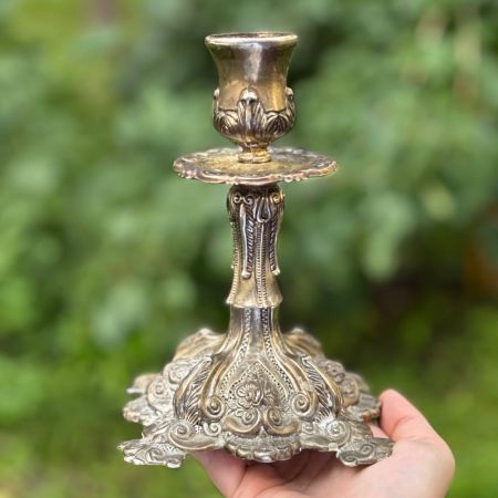 Подсвечник на одну свечу 19 см мельхиор серебрение Франция