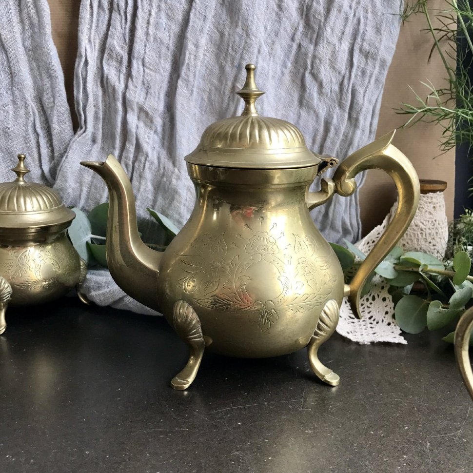 Чайник латунный большой с гравировкой
