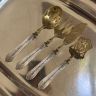 Набор сервировочный для закусок и десерта 4 предмета серебро латунь Франция