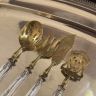 Набор сервировочный для закусок и десерта 4 предмета серебро латунь Франция
