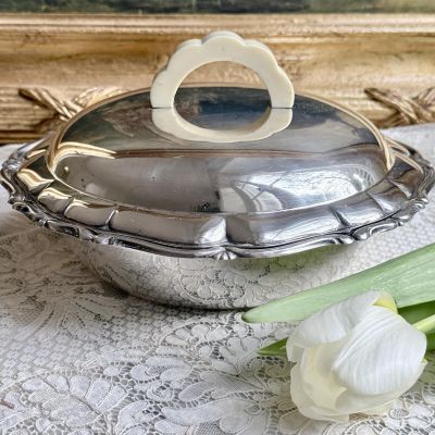 Блюдо с крышкой легюмница S.P.B. 700 мл серебрение Швеция