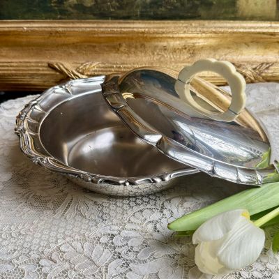 Блюдо с крышкой легюмница S.P.B. 700 мл серебрение Швеция