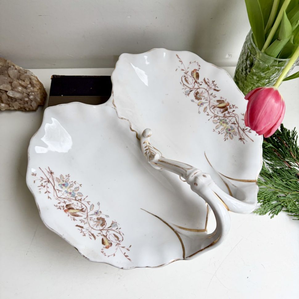 Менажница с ручкой Кабаретка 31 см фарфор Франция