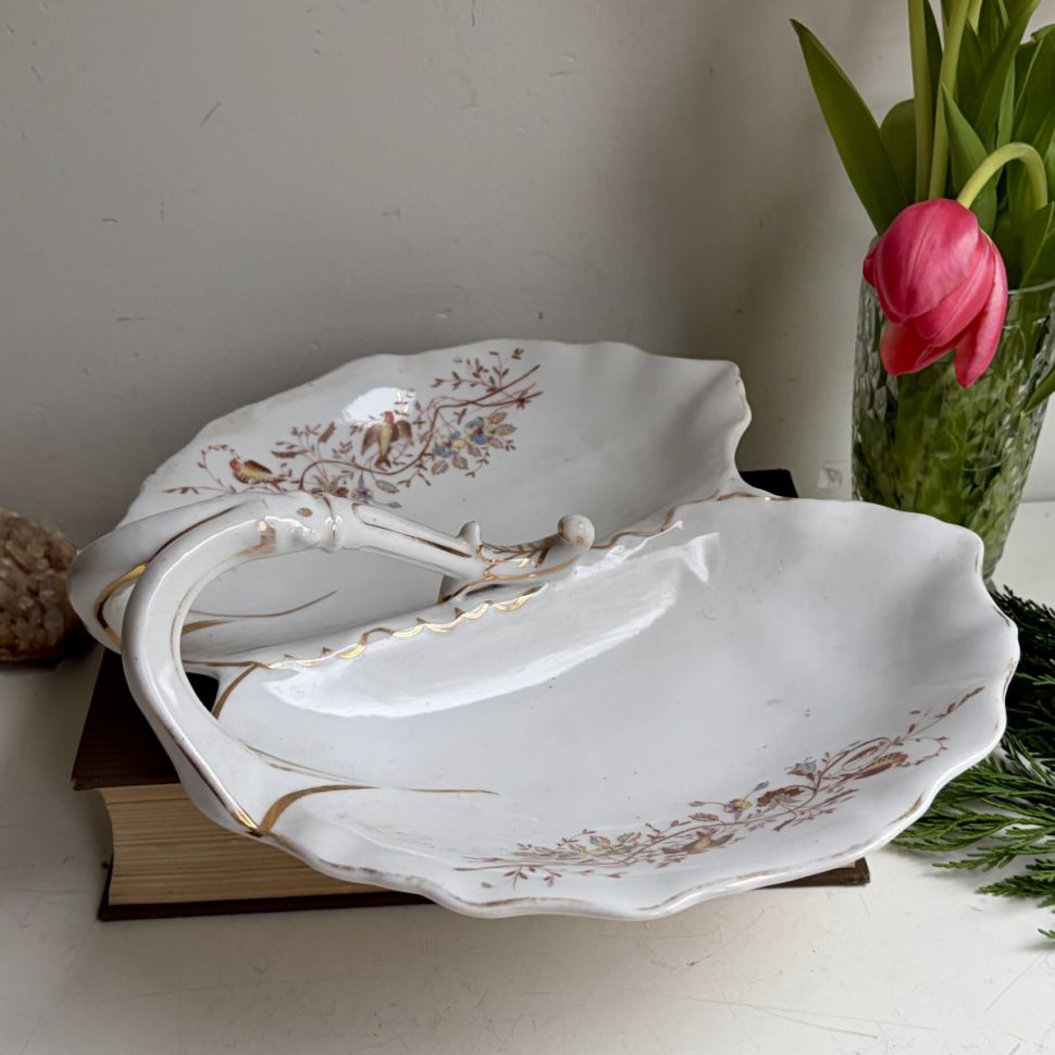 Менажница с ручкой Кабаретка 31 см фарфор Франция