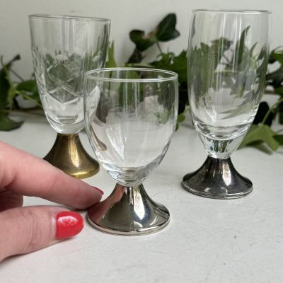 Рюмка на ножке 80 мл хрусталь мельхиор Германия  