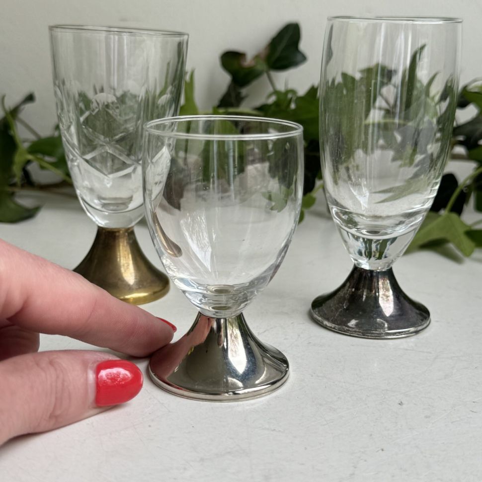 Рюмка на ножке 80 мл хрусталь мельхиор Германия  