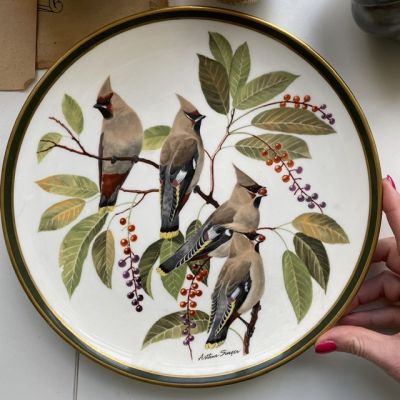 Тарелка Franklin Porcelain Wedgwood Songbirds of the World Bohemian Waxwing 1977 г 28 см