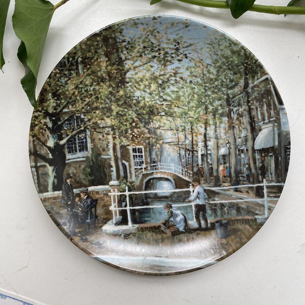 Тарелка номерная 19 см Royal Mosa Grachten van Holland 1990 Der Delftse Vrouwenregt