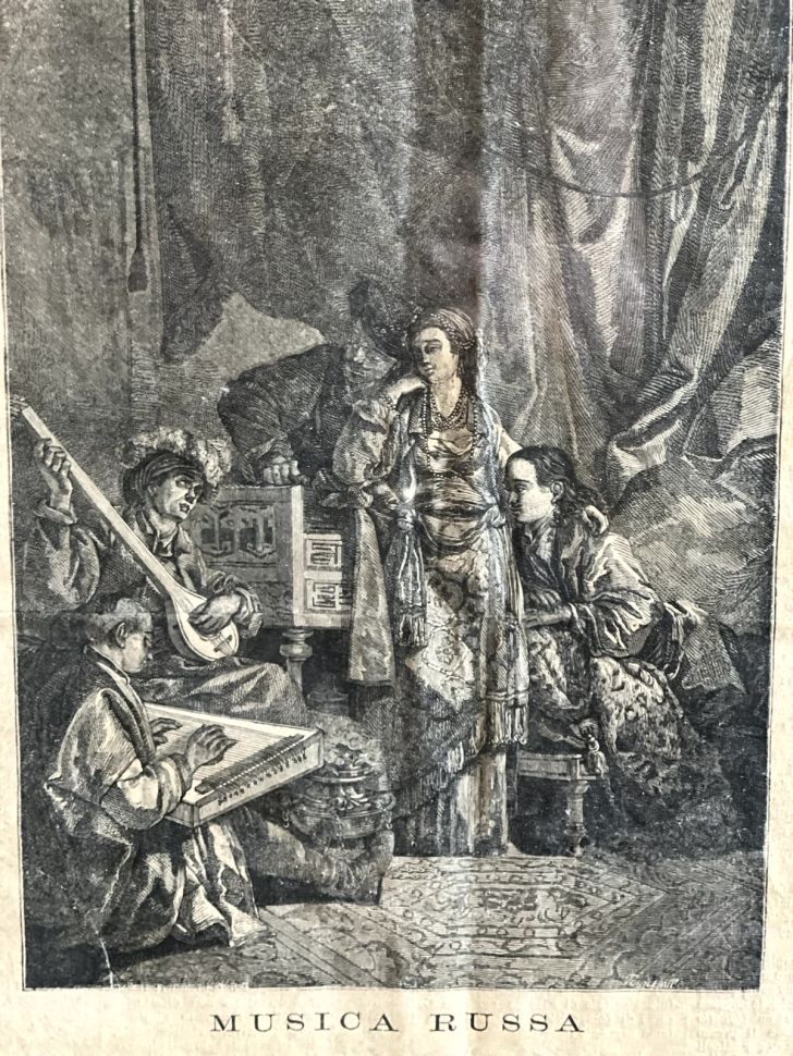 Литография старинная 45х35 см в раме