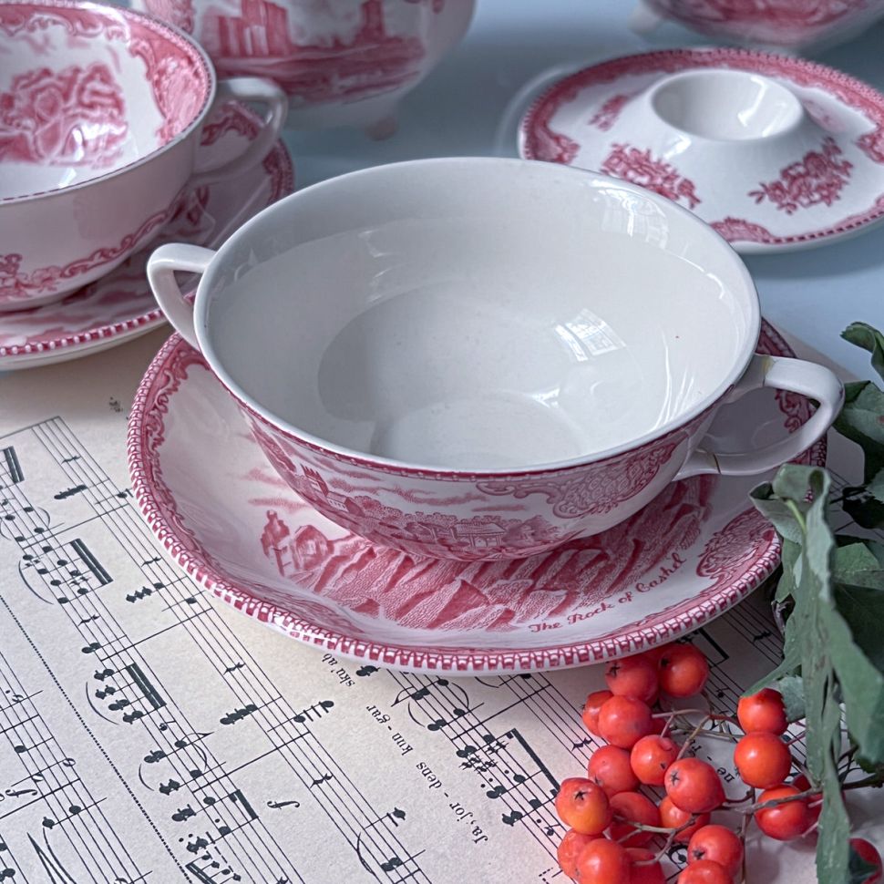 Бульонная пара Johnson Brothers Old Britain Castles 280 мл Англия красный    